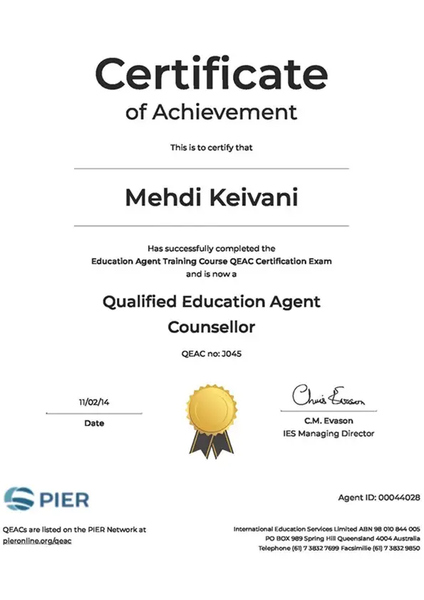 Qualified Education Agent Counsellor Certificate